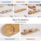 Snack Bowls Set Of 3 With Acacia Wood Tray Nestasia