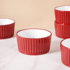 Cresta Ceramic Snack Bowl Set Of 6 Red 400ml Nestasia
