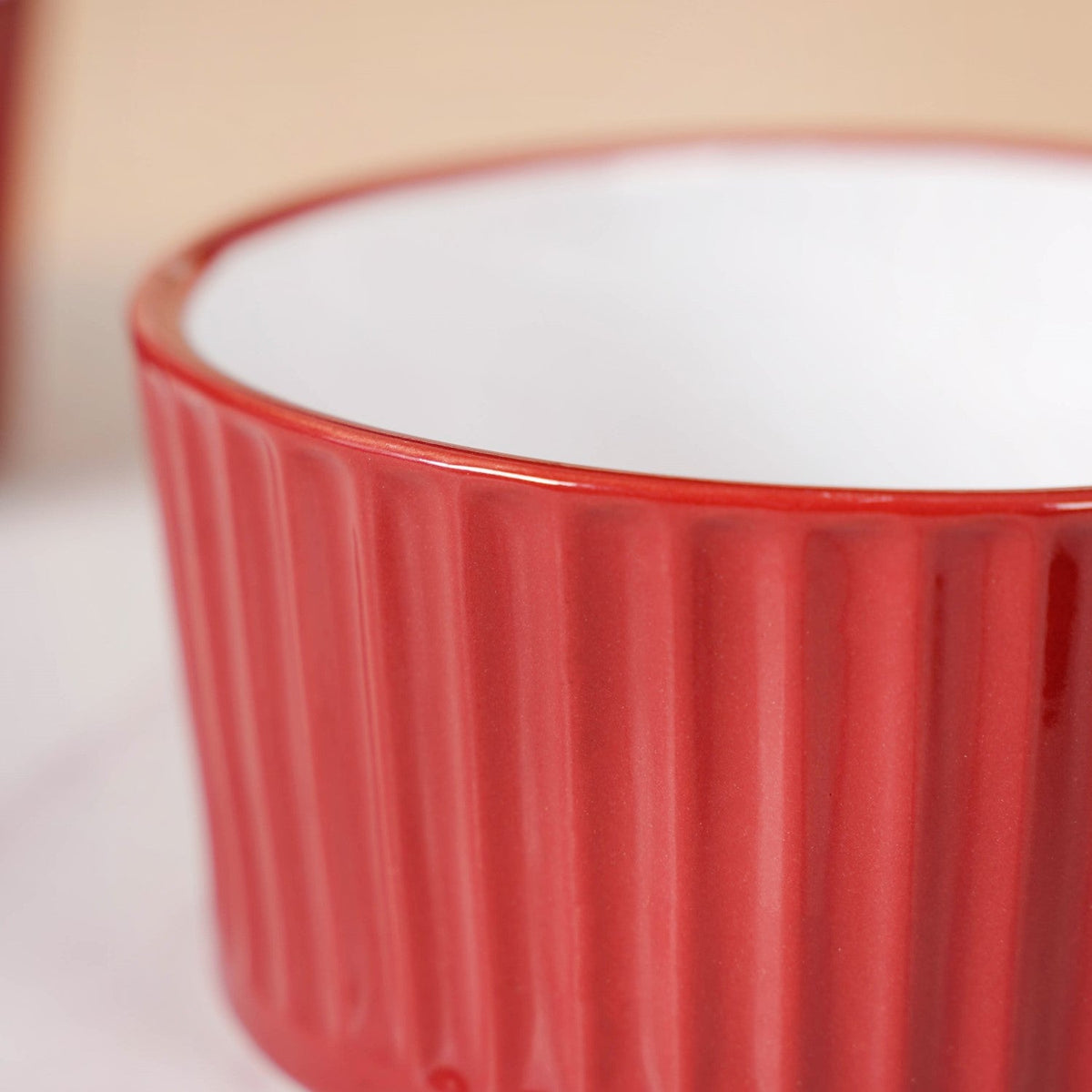 Cresta Ceramic Snack Bowl Set Of 6 Red 400ml Nestasia