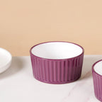 Set of 6 Ceramic Cresta Snack Bowl Purple 400ml Nestasia