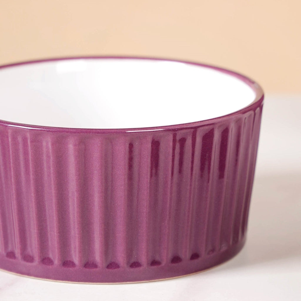 Set of 6 Ceramic Cresta Snack Bowl Purple 400ml Nestasia