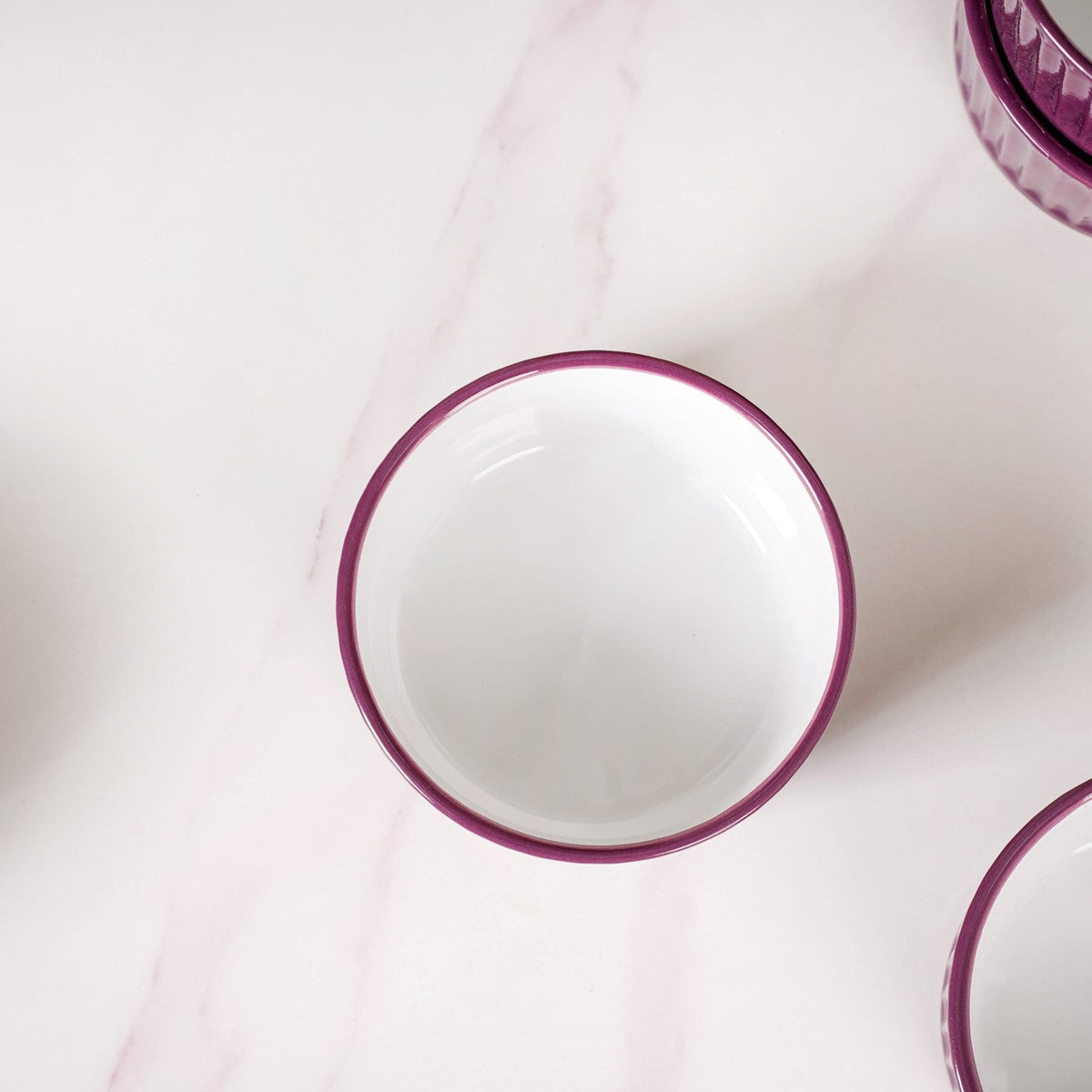 Set of 6 Ceramic Cresta Snack Bowl Purple 400ml Nestasia