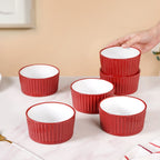 Cresta Ceramic Snack Bowl Set Of 6 Red 400ml Nestasia