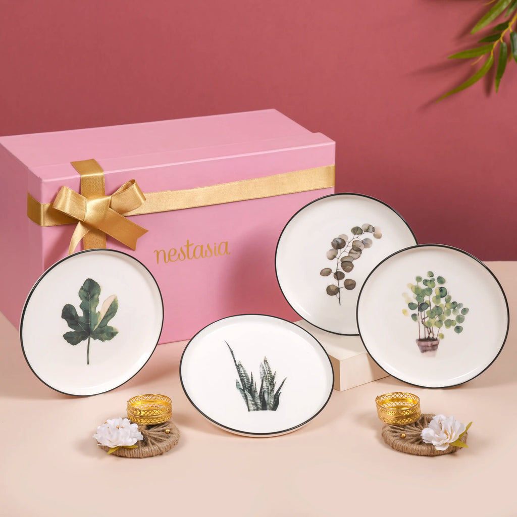 Plates Tea Light Gift Set of 7 Nestasia