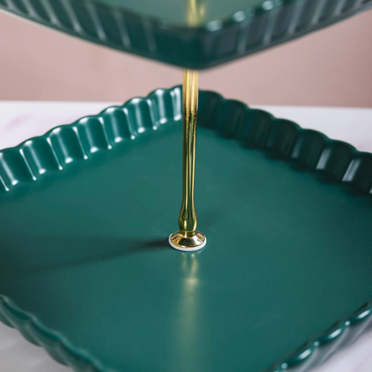 2-Tier Square Ceramic Snack Stand Green Nestasia
