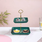 2-Tier Square Ceramic Snack Stand Green Nestasia