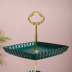 2-Tier Square Ceramic Snack Stand Green Nestasia