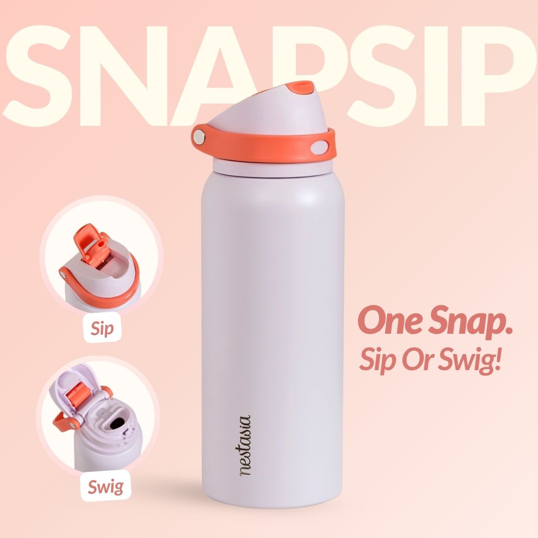 SnapSip Tumbler With Top Handle Persimmon Bloom 1000ml Nestasia