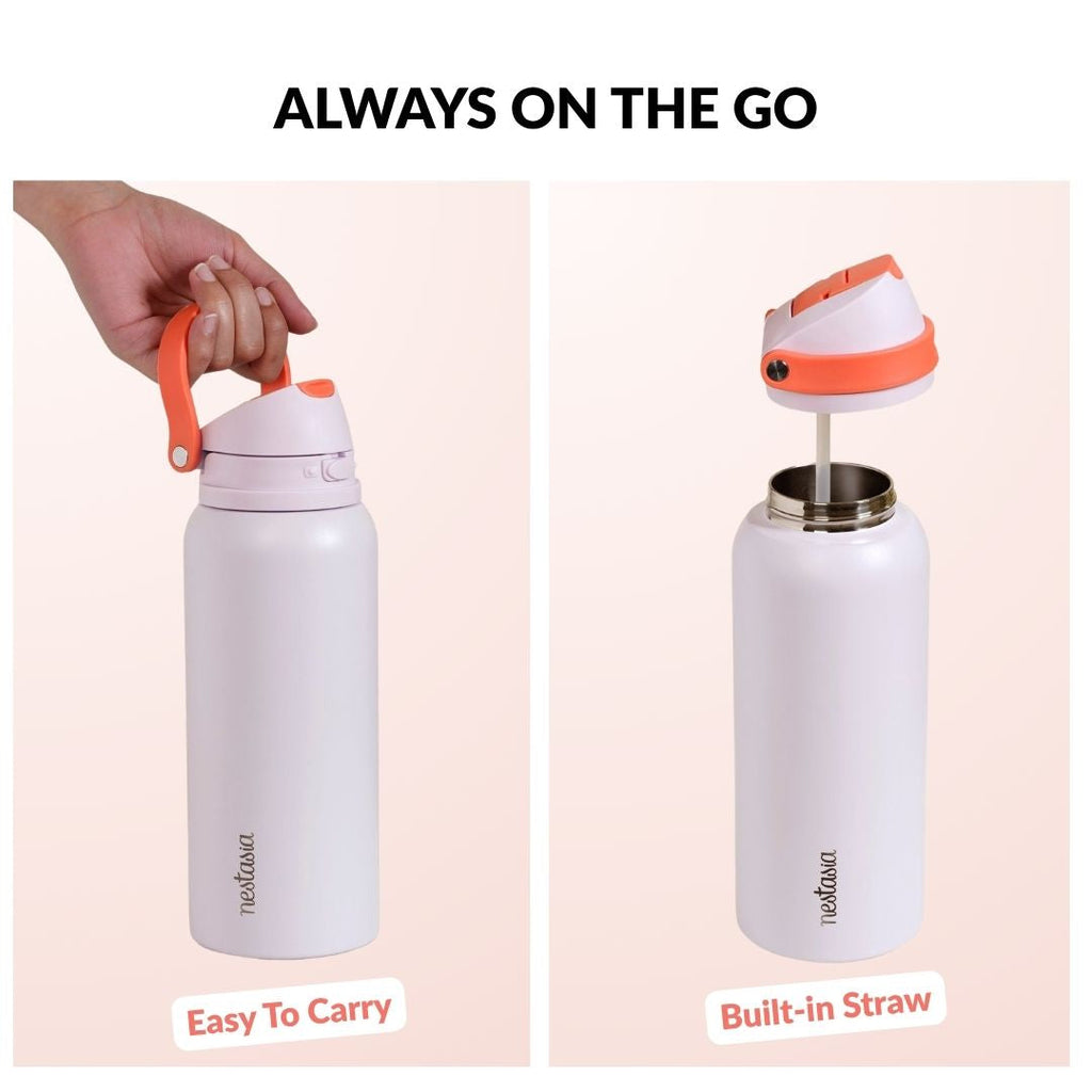 SnapSip Tumbler With Top Handle Persimmon Bloom 1000ml Nestasia
