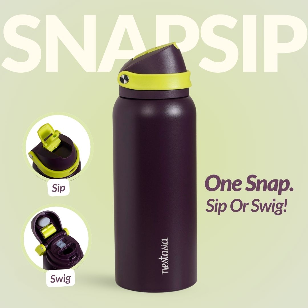 SnapSip Tumbler With Top Handle Plum Zest 1000ml Nestasia