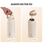 SnapSip Tumbler With Top Handle Honey Oat 1000ml Nestasia