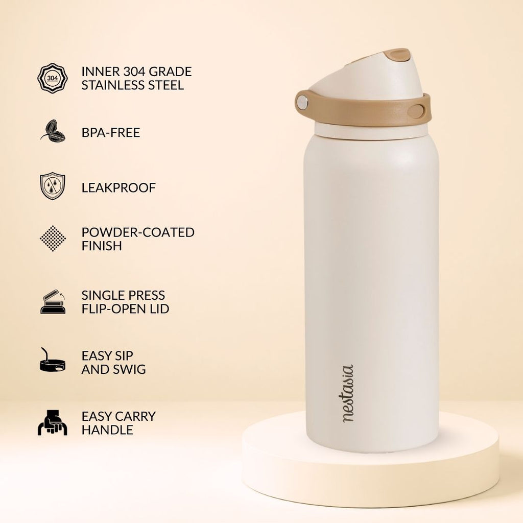 SnapSip Tumbler With Top Handle Honey Oat 1000ml Nestasia