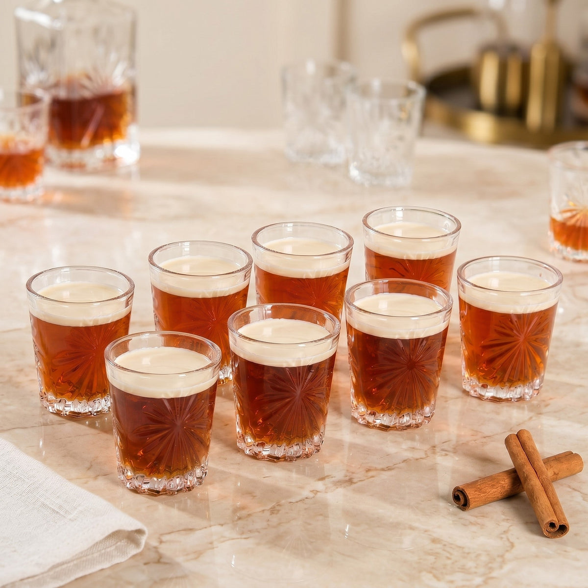 Snowflake Embossed Shot Glass Set Of 12 55ml Nestasia