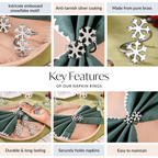 Snowflakes Pure Brass Napkin Ring Set Of 6 Silver Nestasia