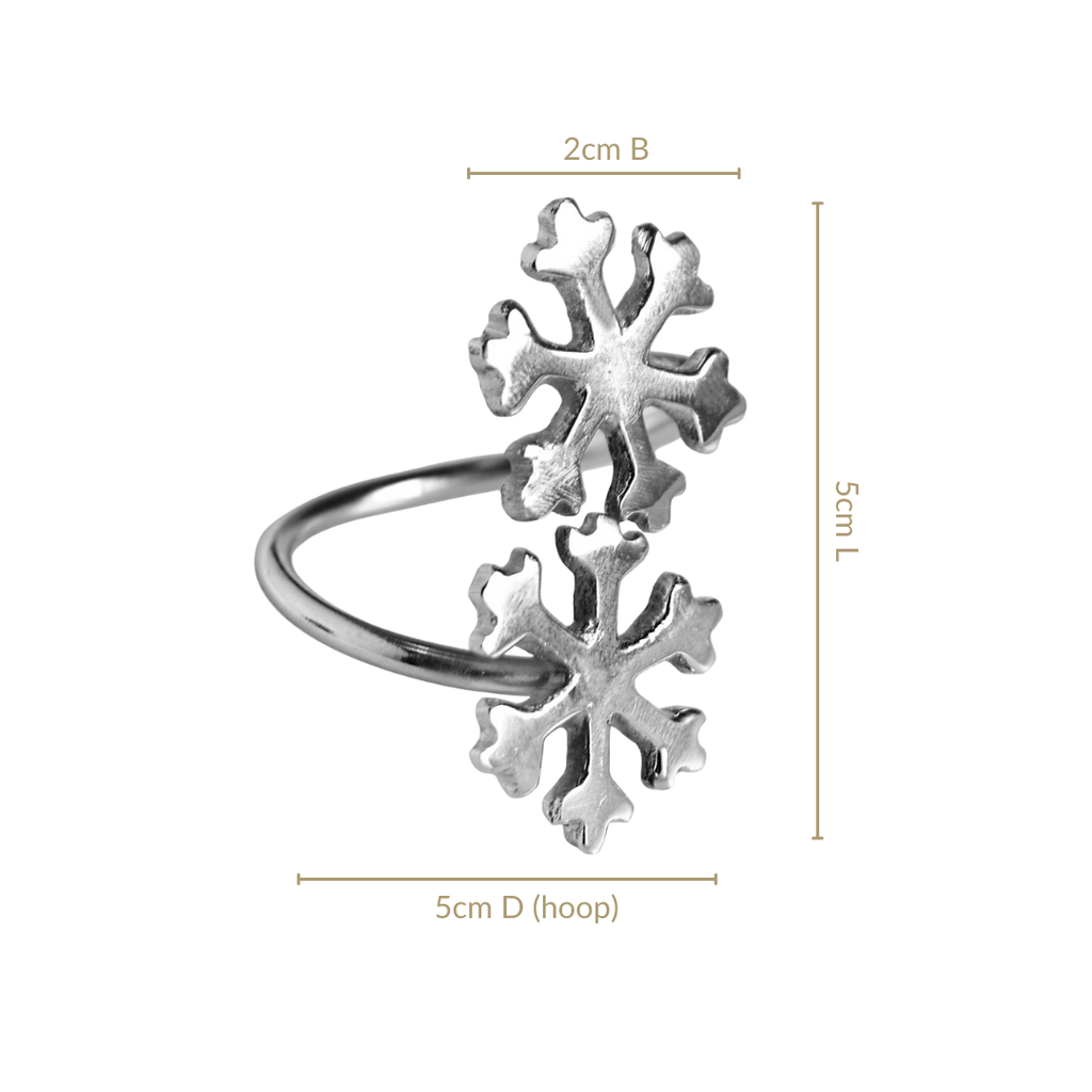 Snowflakes Pure Brass Napkin Ring Set Of 6 Silver Nestasia
