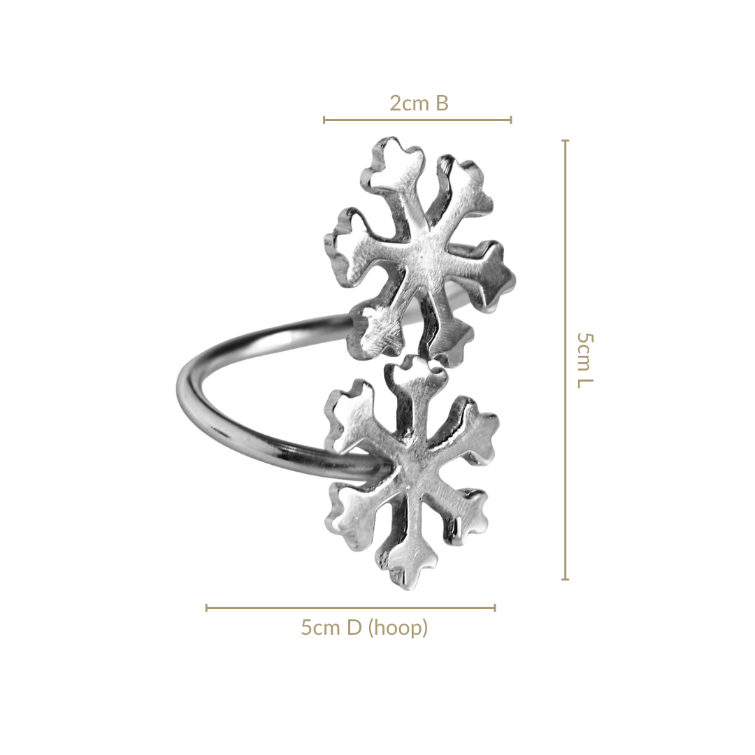 Snowflakes Pure Brass Napkin Ring Set Of 6 Silver Nestasia