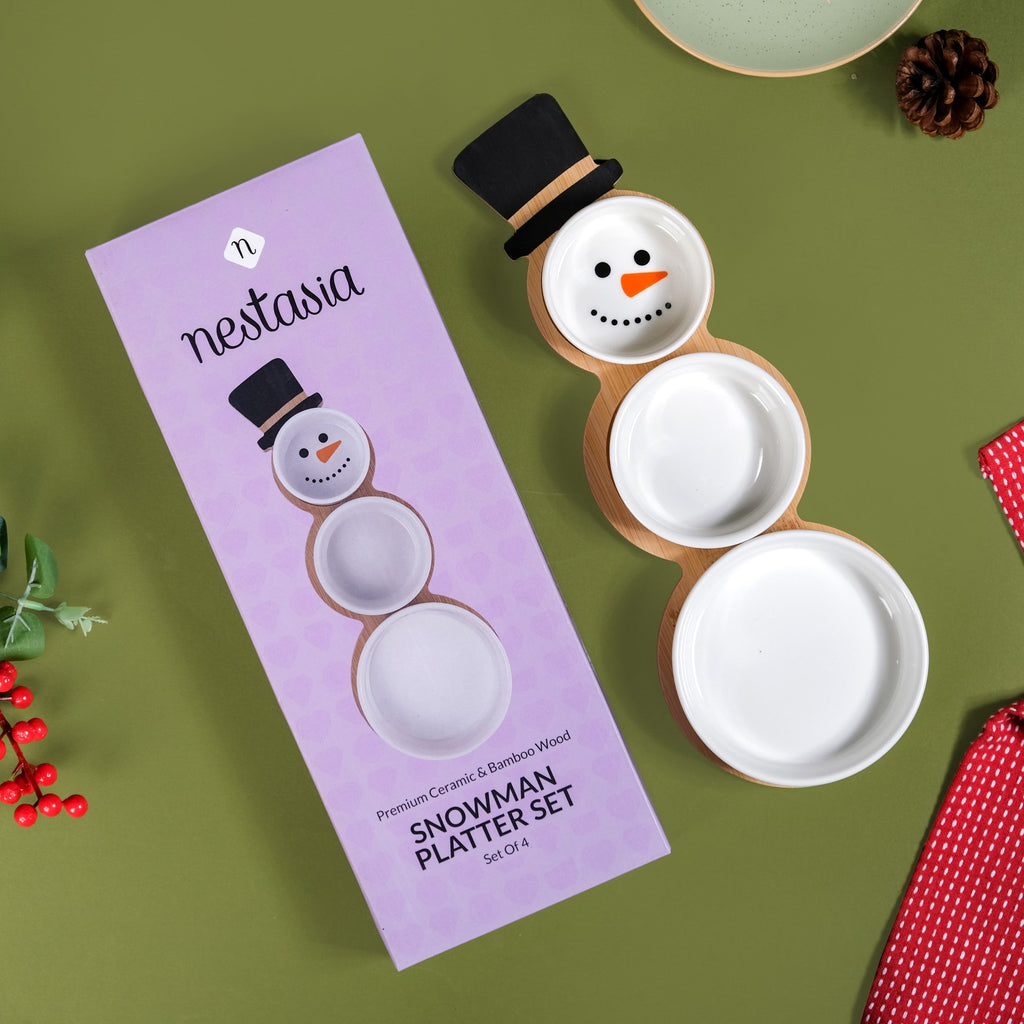 Snowman Platter Set Of 4 Nestasia