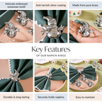 Snowman Pure Brass Napkin Ring Set Of 6 Silver Nestasia