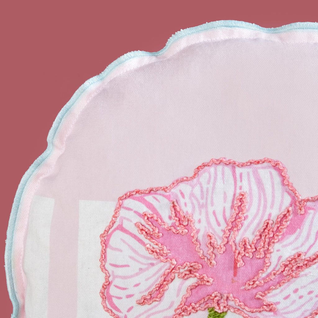 Soft Blooms Embroidered Cotton Cushion Cover 45cm Nestasia