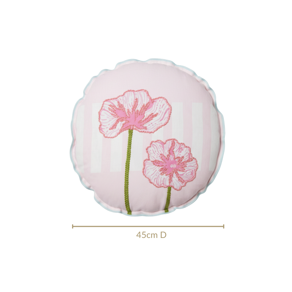 Soft Blooms Embroidered Cotton Cushion Cover 45cm Nestasia