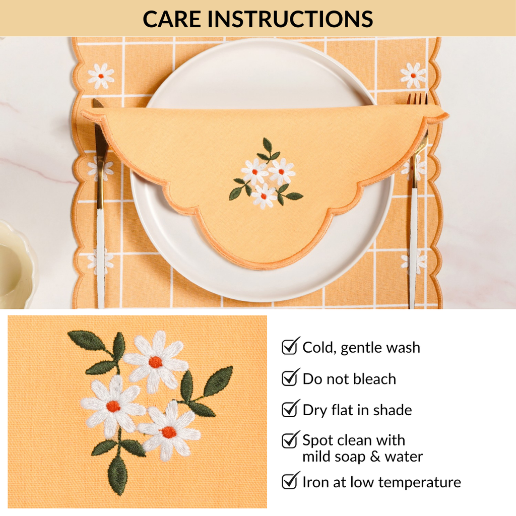 Soft Blossom Cotton Embroidered Table Napkin Set Of 6 Nestasia