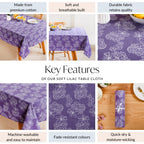 Soft Lilac Table Cloth For 6 Seater 154 x 208cm Nestasia