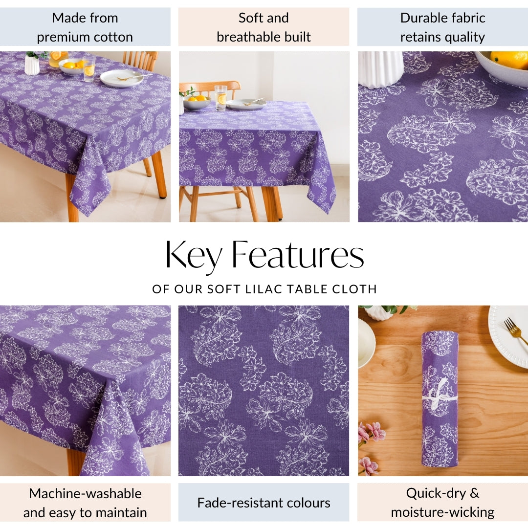 Soft Lilac Table Cloth For 6 Seater 154 x 208cm Nestasia