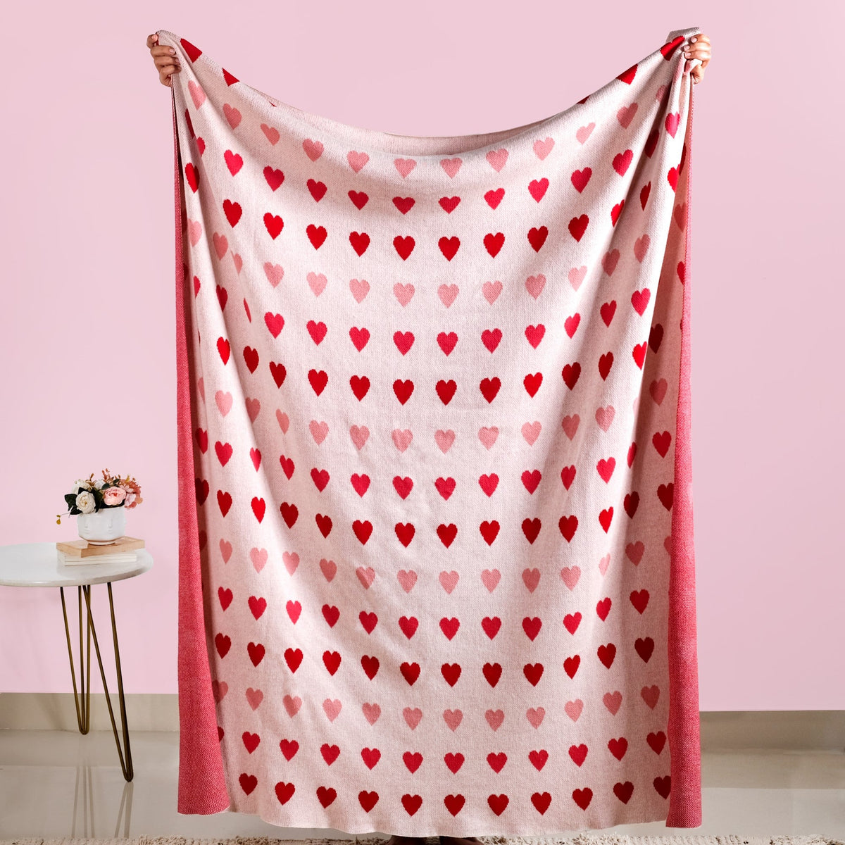 Knitted Throw Hearts Nestasia