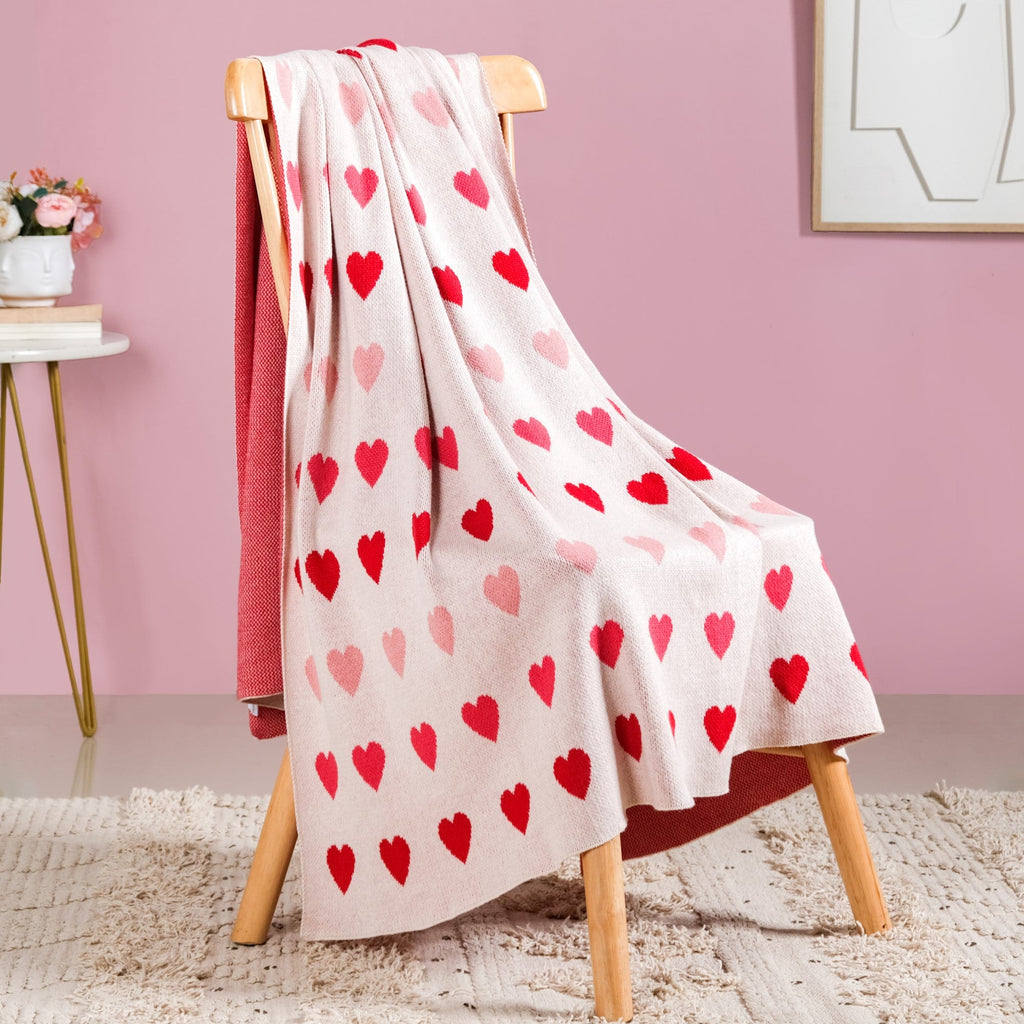 Knitted Throw Hearts Nestasia