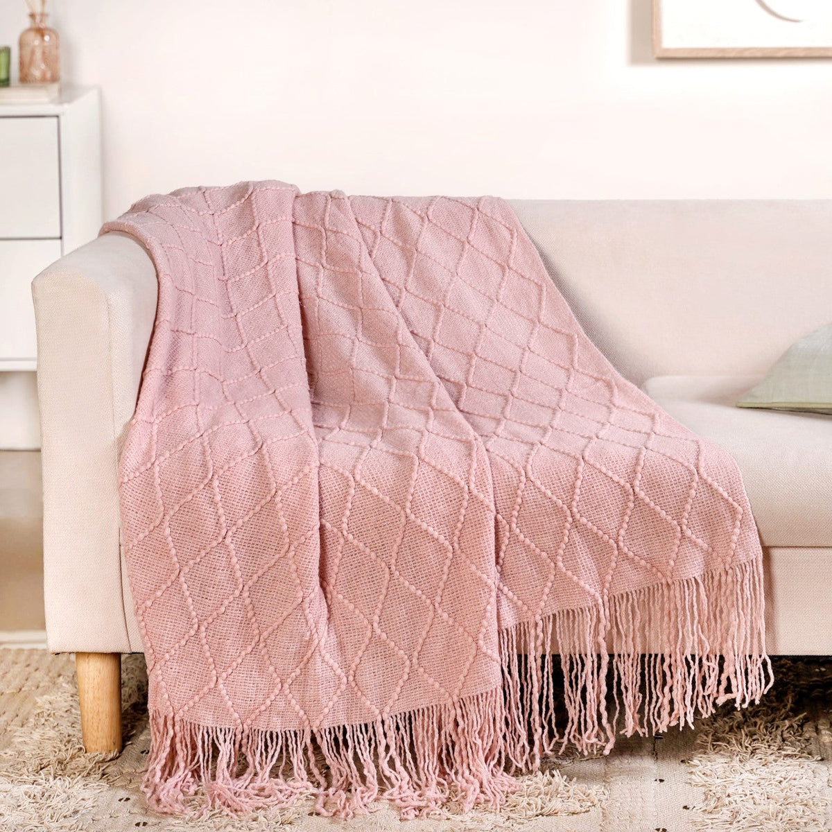 Softgirl Knitted Sofa Throw Pink Nestasia