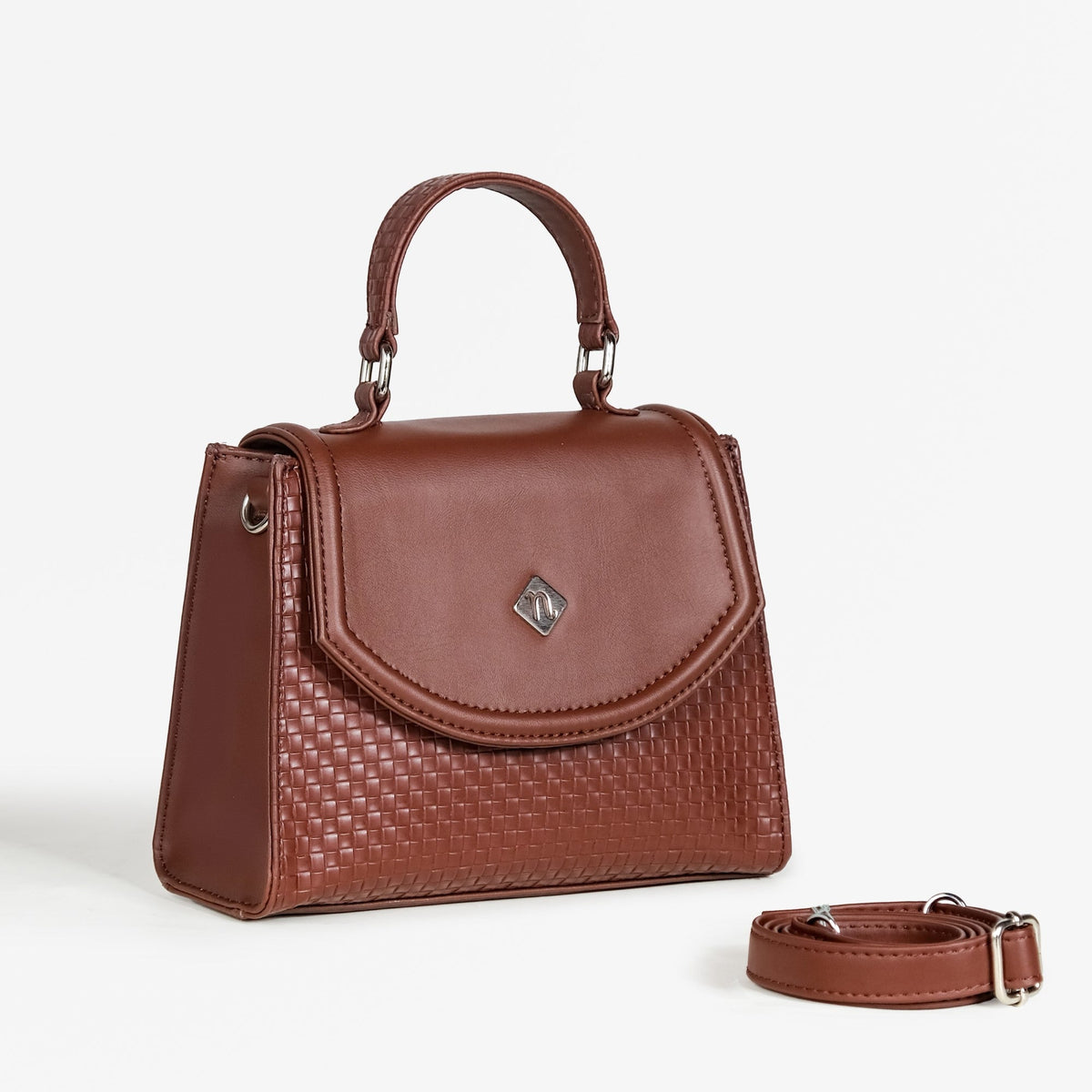 Soi Brown Handbag With Sling Strap Nestasia