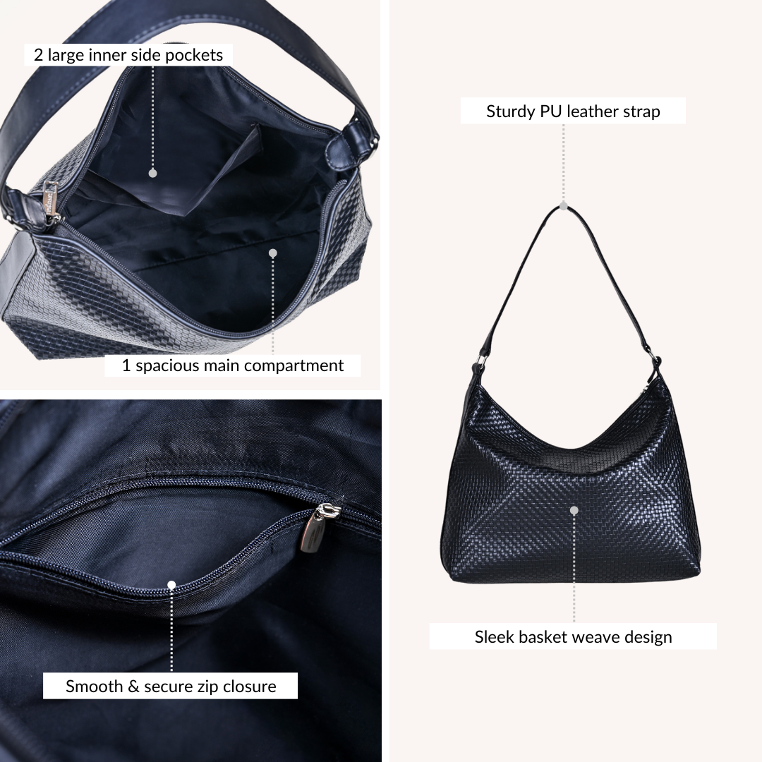 Black Soi Trendy Hobo Handbag Nestasia