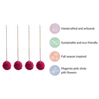 Hot Pink Flower Ball Hanging Decor Set of 4 Nestasia