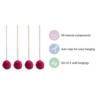 Hot Pink Flower Ball Hanging Decor Set of 4 Nestasia
