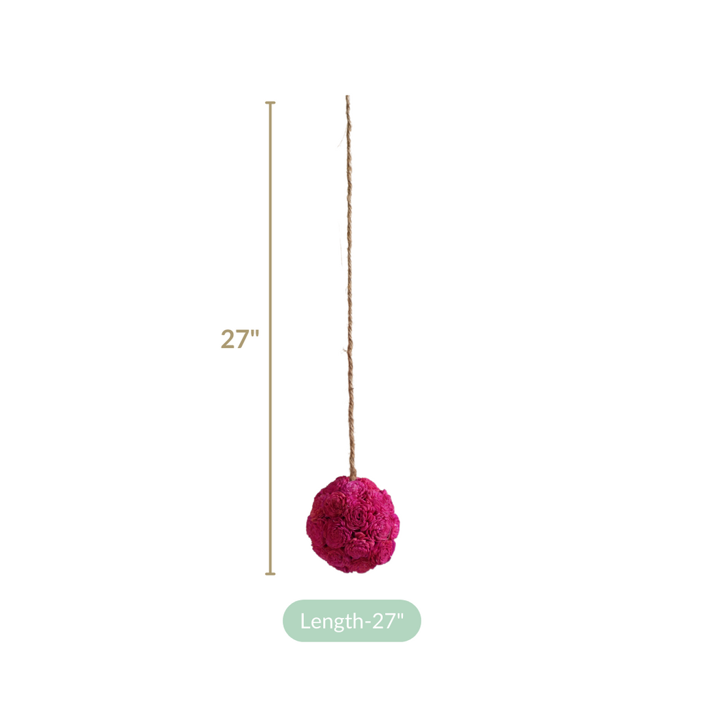 Hot Pink Flower Ball Hanging Decor Set of 4 Nestasia