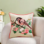 Songbird Bloom Embroidered Cushion Cover 40X40cm Nestasia
