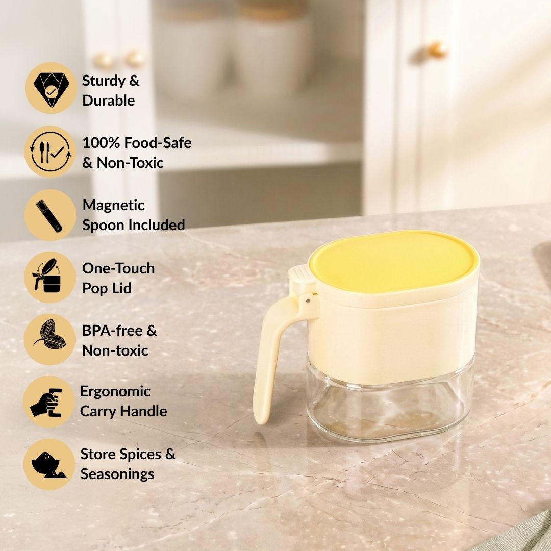 Spice Jar For Kitchen With Magnetic Spoon 360ml Nestasia