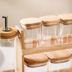 Kitchen Storage Rack With Set of 7 Spice Jars And Oil Dispensers Nestasia