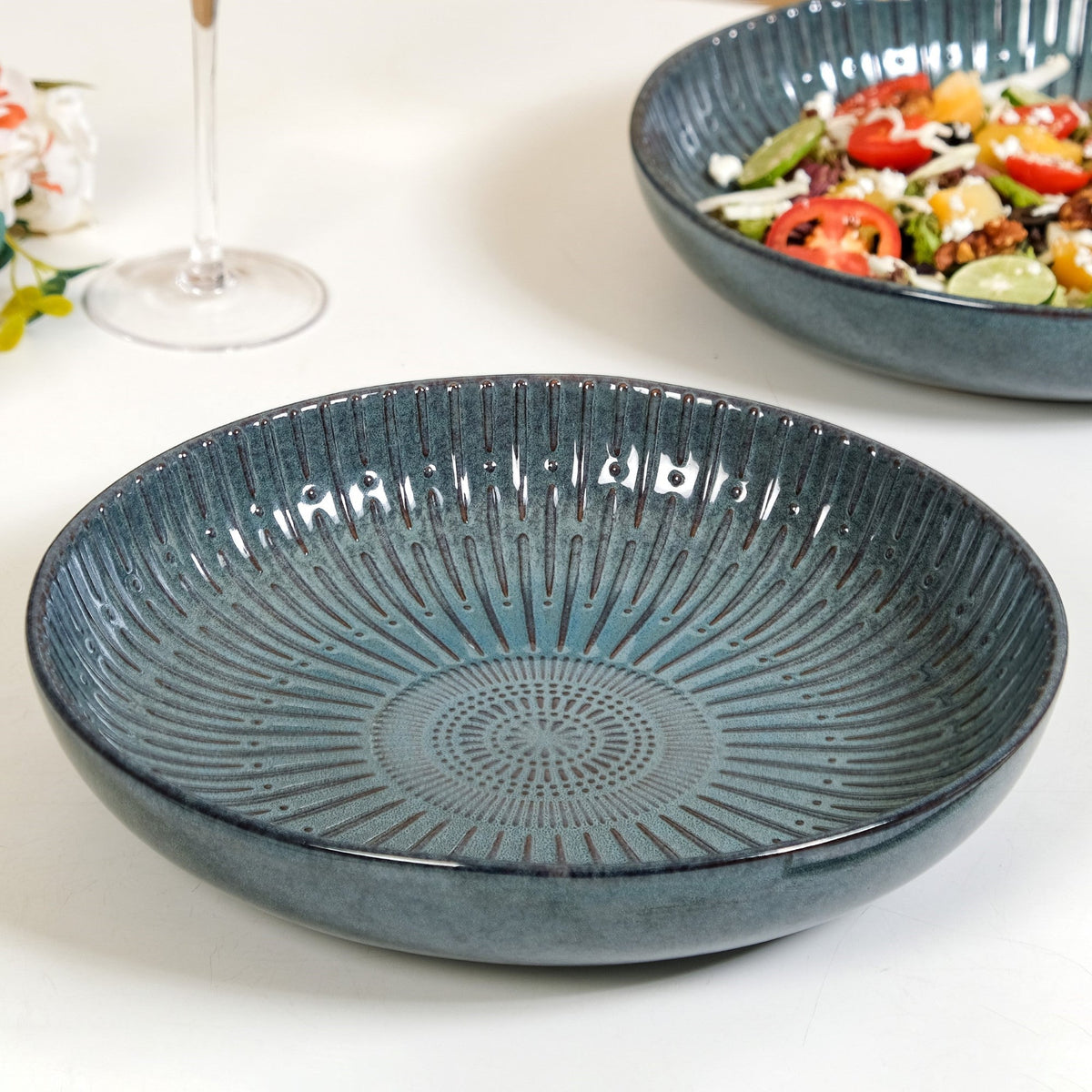 Set Of 2 Spiral Design Large Serving Dishes 1800ml Nestasia