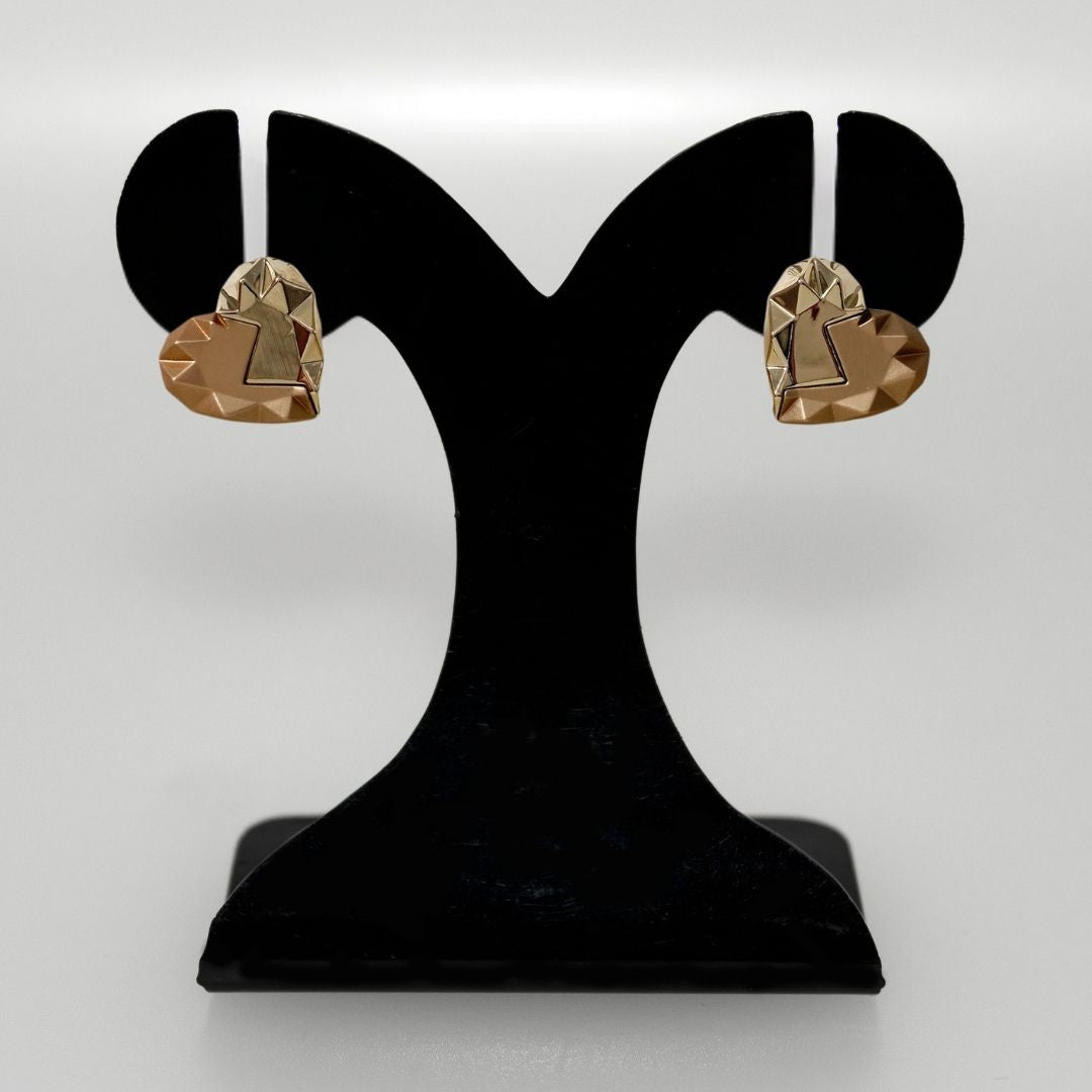 Split Heart Golden Studs Nestasia
