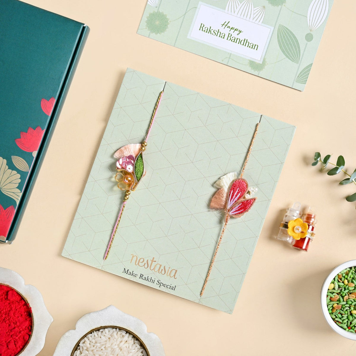 Spring Garden Rakhi Duo Gift Set Nestasia