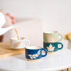Spring Leaf Stackable Ceramic Cup Set Of 4 145ml Nestasia
