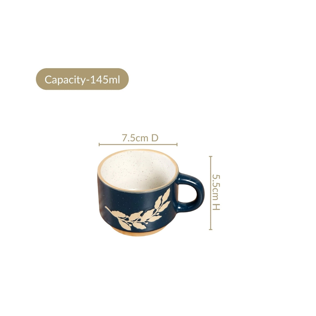 Spring Leaf Stackable Ceramic Cup Set Of 4 145ml Nestasia