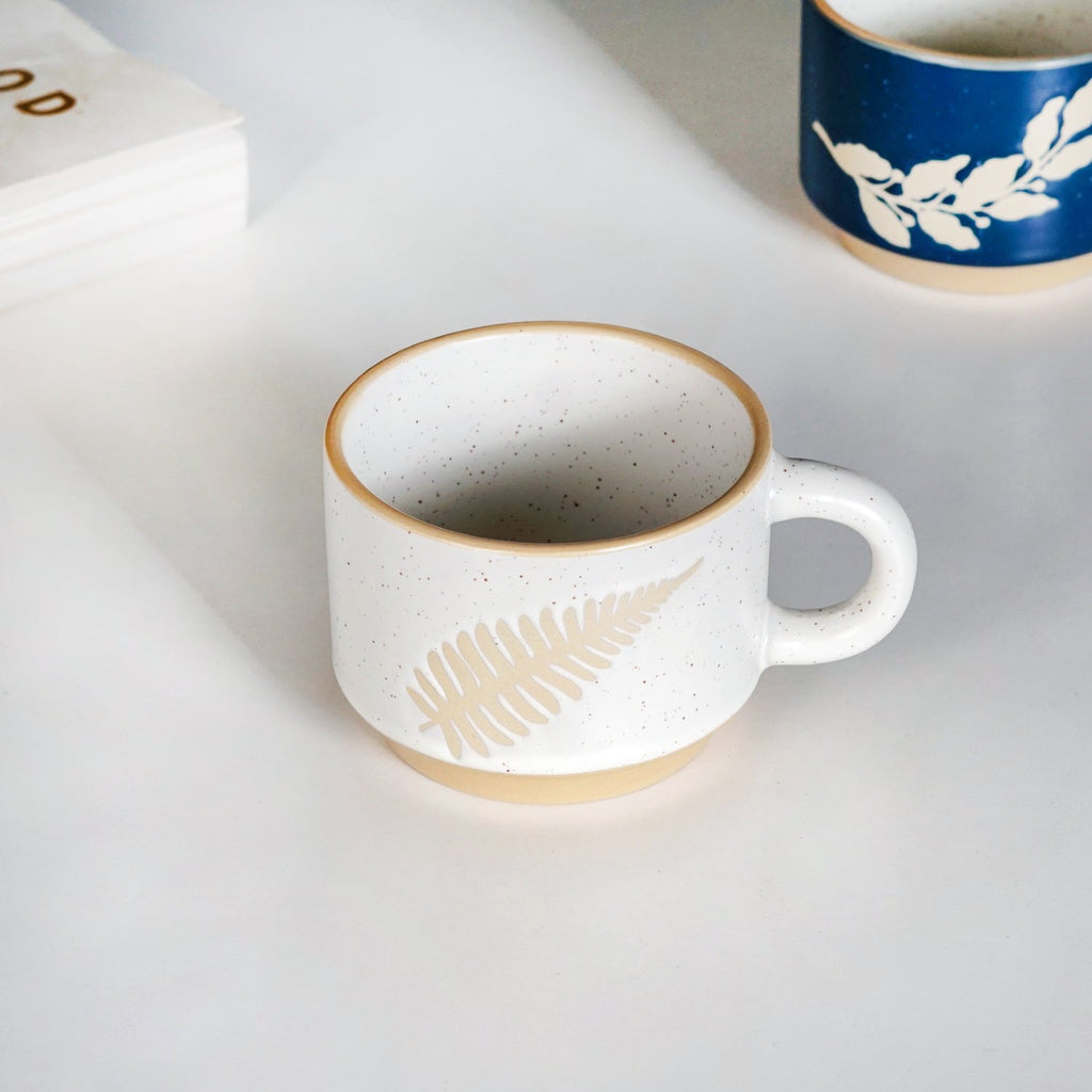 Spring Leaf Stackable Ceramic Cup Set Of 4 145ml Nestasia