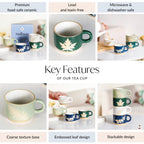 Spring Leaf Stackable Ceramic Cup Set Of 4 145ml Nestasia