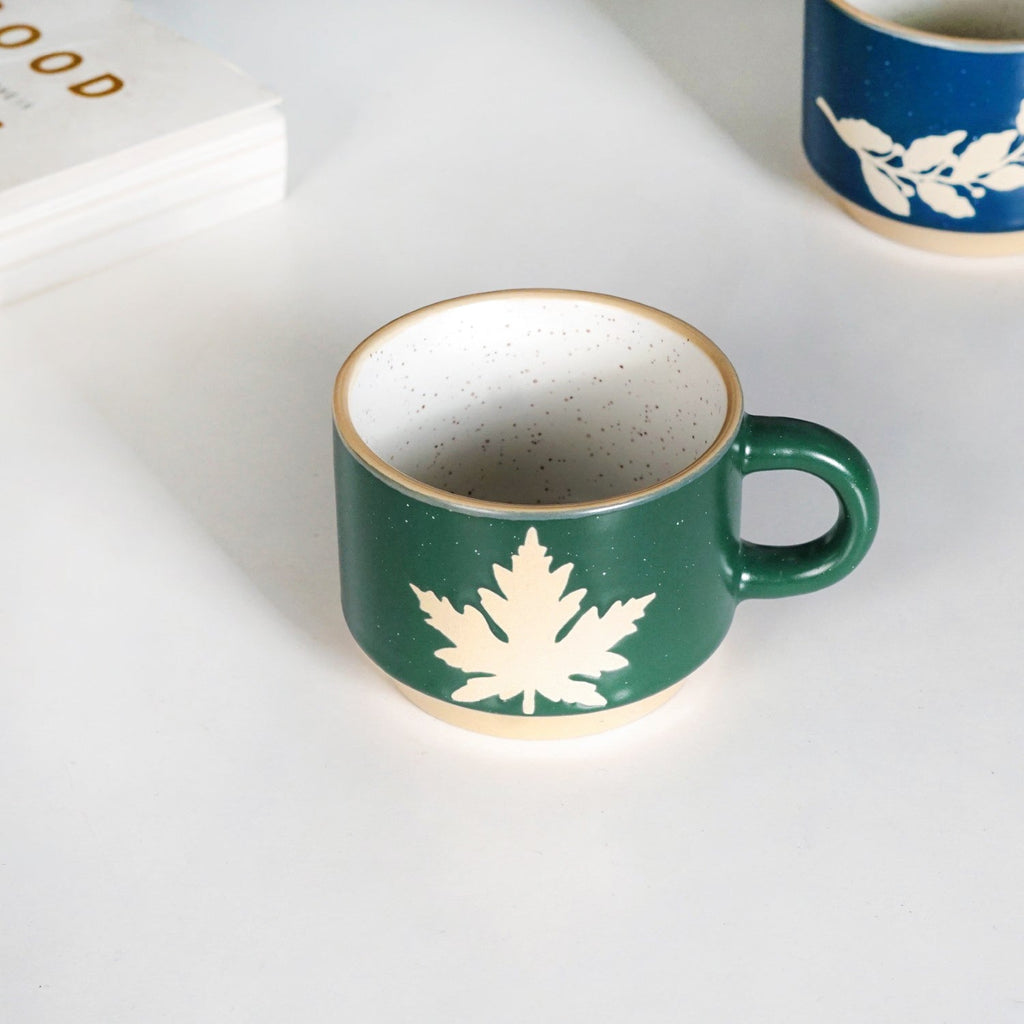 Spring Leaf Stackable Ceramic Cup Set Of 4 145ml Nestasia