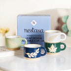 Spring Leaf Stackable Ceramic Cup Set Of 4 145ml Nestasia