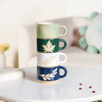 Spring Leaf Stackable Ceramic Cup Set Of 4 145ml Nestasia