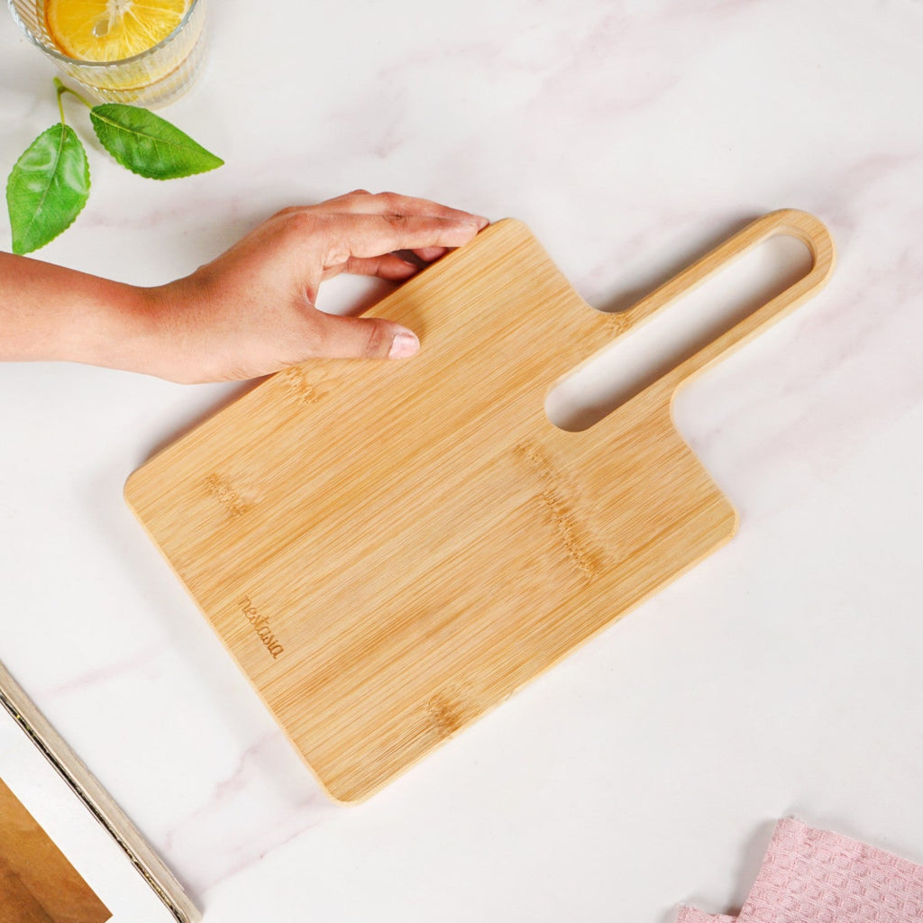 Mod Bamboo Platter With Handle 13 Inch Nestasia