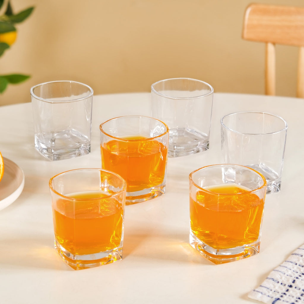 Square Base Whiskey Glass Set Of 6 250ml Nestasia